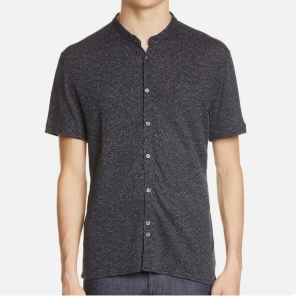 John Varvatos Charcoal Speckle Short Sleeve Henley